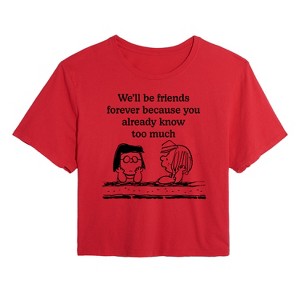 Women's - Peanuts - Friends Forever Cropped Graphic T-Shirt - 1 of 4