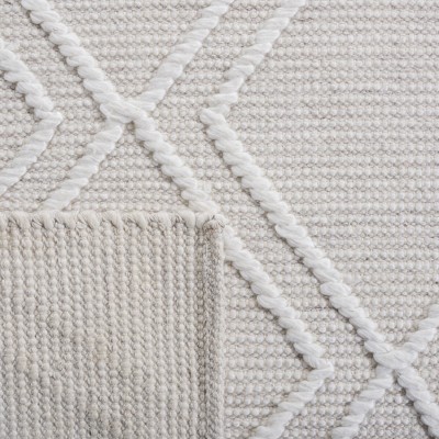 Light Grey and Ivory Handwoven Wool Kilim Area Rug