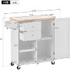Kitchen Island Cart with Storage Cabinet,41.3'' Rolling Kitchen Cart with Towel Rack & Drawer, Freestanding Buffet Server Sideboard White - 2 of 4