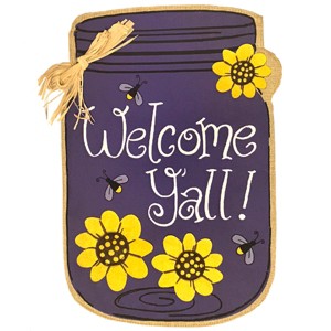 Welcome Y'all Jar Burlap Spring Garden Flag Flowers 18" x 12.5" Briarwood Lane - 1 of 4