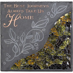 Pavilion Gift Company - The Best Journeys - 7.5" Slate w/Mosaic Sq Plate - Stepping Stones and Pathways - 1 of 4