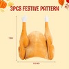 Joyfy 3 Pack Roasted Turkey Plush Hats for Thanksgiving Costume Dress Up Party, Fun Holiday Costume Accessory Turkey Hats - 4 of 4