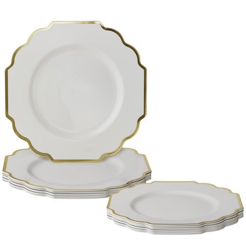 Gold-Rimmed White Disposable Party Plates