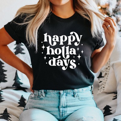 Simply Sage Market Whimsical Happy Holla Days Short Sleeve Tee - XL - Black