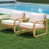 Solid Wood Patio Lounge Chair with Removable Beige Cushion, All-Weather Outdoor Relaxation Chair for Garden and Poolside - 2 of 4