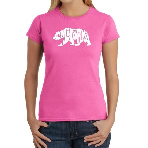 LA Pop Art Women's Word Art T-Shirt - California Bear - 1 of 4
