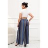 Boho Wide Leg Pants Plus Size Flowy Baggy Pants with Pockets Mid Rise Palazzo Pants Boho Stripes Beach Pants for Summer - 4 of 4