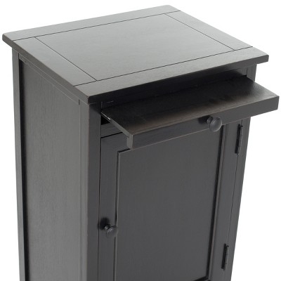 Raven Distressed Black Tall Transitional Storage Unit with Pull-Out Basket