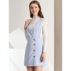 Allegra K Women's Corduroy Mini V Neck Vintage A-Line Bib Overall Pinafore Skirts - 2 of 4
