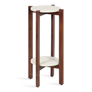 Kate and Laurel Moxley Square Wood Tea Table, 12x12x24, Walnut Brown - 1 of 4