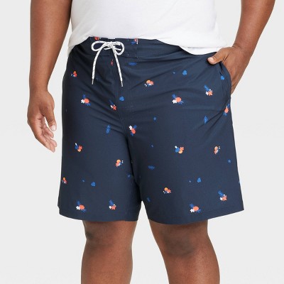 Men's 7 Crab Print Swim Shorts With Boxer Brief Liner - Goodfellow & Co™  Navy Blue : Target