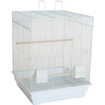 YML A5924 3/8 inches Bar Spacing Flat Top Small Bird Cage White 18 inches x 18 inches