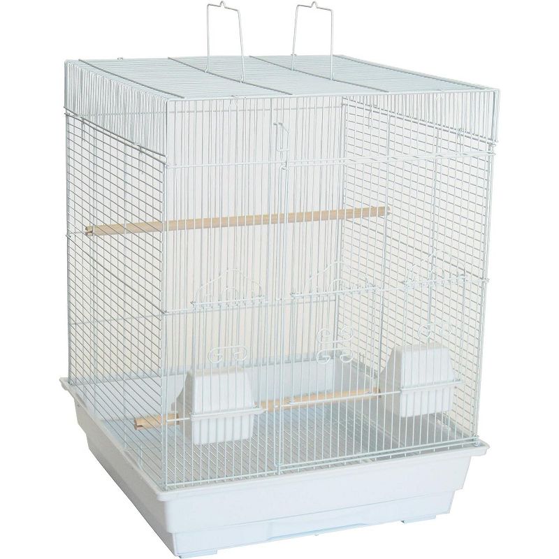 YML A5924 3/8 inches Bar Spacing Flat Top Small Bird Cage White 18 inches x 18 inches, 1 of 2