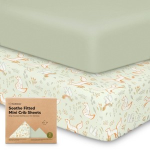 KeaBabies Mini Crib Sheets for Baby Girls, Boys, 2-Pack Soothe Pack and Play Sheets Fitted, Organic Pack N Play Mattress Sheet - 1 of 4
