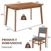 JUJABU 5-Piece Mid-Century Dining Set with Solid Wood Table and Upholstered Chairs, Space-Saving Design - 3 of 4