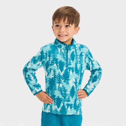 Toddler Boys' Microfleece Mock Neck Pullover Sweatshirt - Cat & Jack™ Teal  Blue 3T