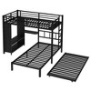 Bellemave Twin over Twin Bunk Bed with Built-in Wardrobe, Metal Bunk Bed with Trundle, Foldable Desk, Ladders, Noise-reduced design, Black - 4 of 4