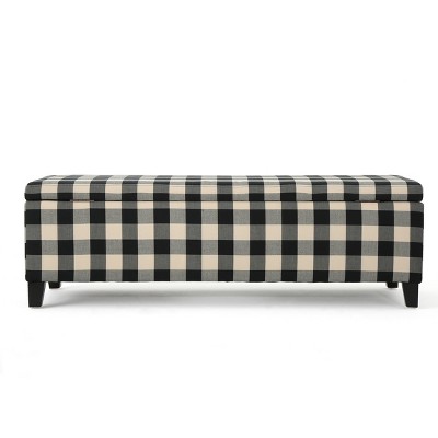 NicBex Storage Ottoman Bench for Bedroom,Storage Bench with Adjustable Shelves and Double Doors,Ottoman for Living Room,Bedroom,Entryway,Black/White