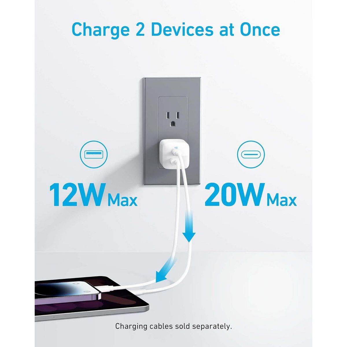Anker USB Charger Block, 33W 2 Port Compact Type C Charger with Foldable Plug for iPhone 17/16 Series, Galaxy, and More - thumbnail 8