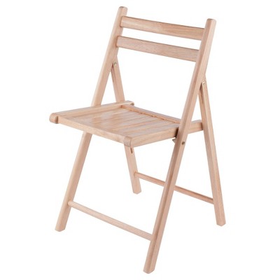 Natural Wood Armless Folding Reception Chairs, Set of 4