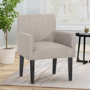 Coolbibila 1PC Modern Fabric Upholstered Dining Arm Chair,Wooden Rubberwood Legs Barrel Cushioned Living Room Kitchen Armrest Side Chair - 1 of 4