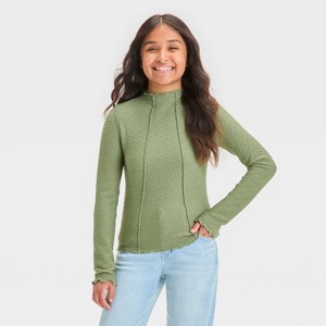 Girls' Long Sleeve Textured Mock Turtleneck T-Shirt - art class™ - 1 of 3