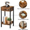 MaseiKar Tall End Table, Nightstand, Industrial Side Table with Drawer and Storage Shelf, for Study, Bedroom, Space Saving, Rustic Brown and Black - 4 of 4