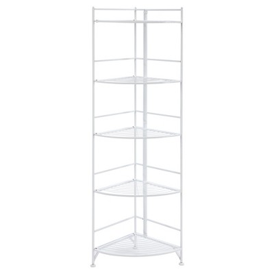 58" 5 Tier Folding Metal Corner Shelf White - Breighton Home