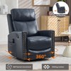 Red Genuine Leather Heat Massage Manual Recliner Chair with Rocker and Swivel for Living Room - 3 of 4