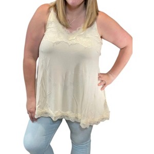 Women's Scallop Lace Trim Sleeveless Top - POL - 1 of 3
