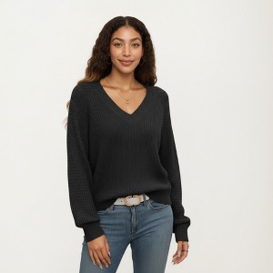 Anna-Kaci Women's Off-Shoulder Knit Sweater with Pointelle Sleeves and Relaxed Fit - 1 of 4