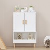 YONWAY Kids Toy Storage Cabinet, Multi-Functional Bookcase, Wooden Organizer With Doors And Open Shelf For Playroom, Nursery, Bedroom - 4 of 4