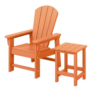 WestinTrends Malibu 2-Piece Kids Outdoor HDPE Adirondack Chair With Square Side Table Set - 1 of 4