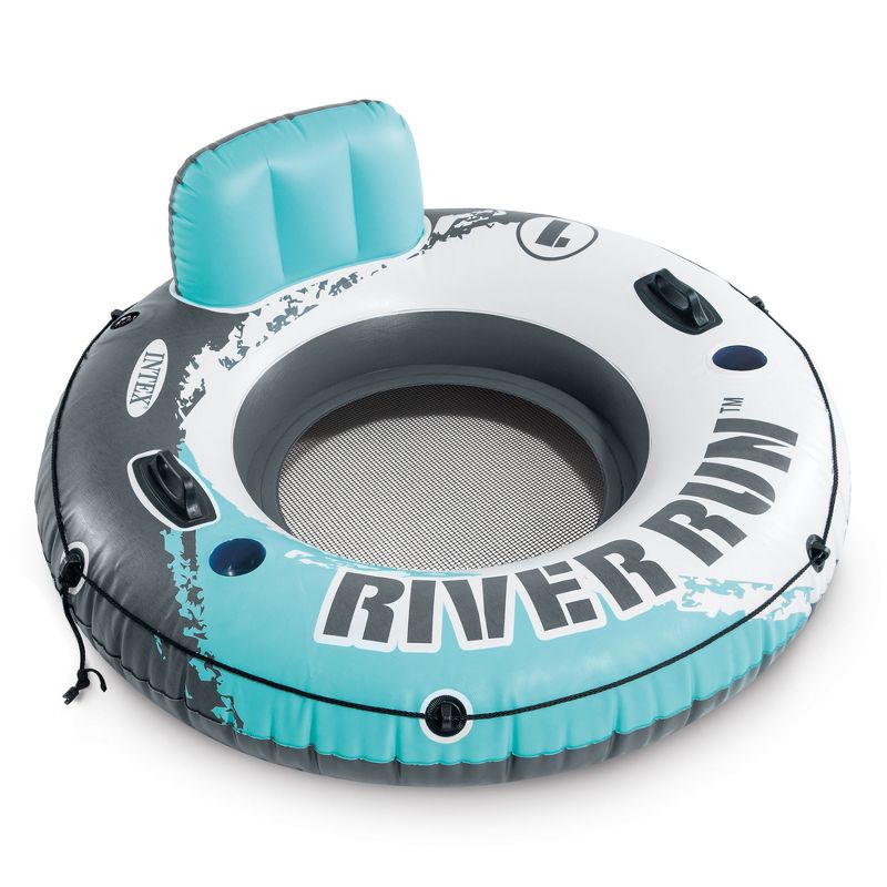 Intex River Run 53 Inch Inflatable Floating Water Tube Lake Pool Ocean Raft & River Run II Inflatable 2 Person Pool Tube Float w/ Cooler & Repair Kit, 3 of 7