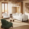 Mid Century Modern Sofa with Lamb Wool Fabric, Upholstered Living Room Sofa with Waist Cushion, Reading Sofa for Bedroom Sunroom, White - 2 of 4
