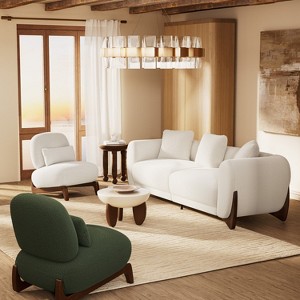 Modern Boucle Fabric Sofa Set - 1 Sofa and 2 chairs with Sleek Wooden Legs for Living Room or Home Office - Morden Fort - 1 of 4