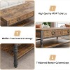 Modern Fluted Coffee Table, 48'' Modern Oval Coffee Table with Drawer, Faux Marble Top - 4 of 4
