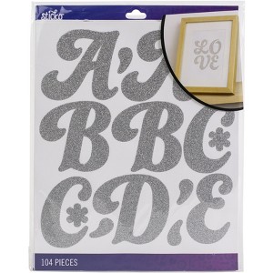 Sticko Alphabet Stickers - Funkydori Extra Large, Silver Glitter, 104pcs - 1 of 2