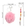 Unique Bargains Beaded Card Grabber Keychain with Pom Ball Pink - image 4 of 4