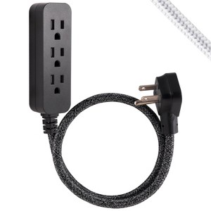 Cordinate 2' 3 Outlet Grounded Extension Cord Dark Gray - 1 of 4