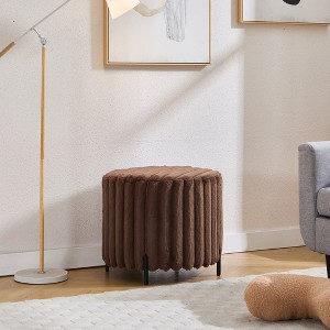 Aortzio 22.05"W Modern Round Ottoman With Metal Base - 1 of 4