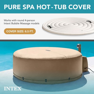 Tan Round Energy Efficient Spa Hot Tub Cover