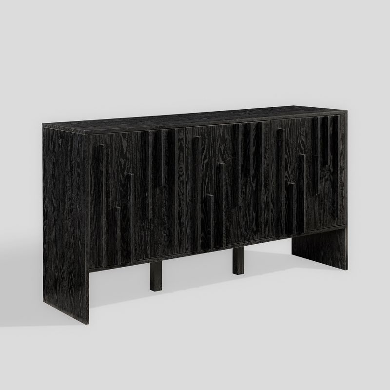 Modern Staggered Vertical Accent 3 Door Sideboard - Saracina Home, 3 of 10