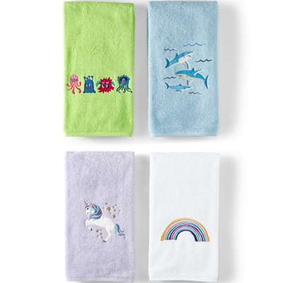 Green Cotton Terry Bath Towel with Monster Appliqués