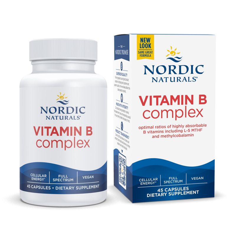 Nordic Naturals Vitamin B Complex - Optimal Ratio B Vitamins, Vegan, 45 Count, 1 of 4
