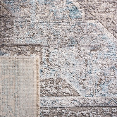 Gray and Aqua Hand-Knotted Wool Area Rug