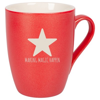 Elanze Designs Making Magic Happen 10 Ounce Ceramic Laser-Etched Engraved Drinkware Mug, Metallic Crimson Red