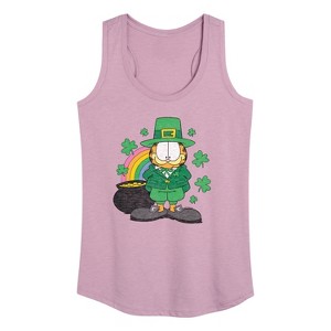 Women's - Garfield - Rainbow Shamrocks Graphic Racerback Tank - 1 of 4
