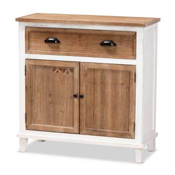 Glynn Wood 2 Door Storage Cabinet White/Brown - Baxton Studio