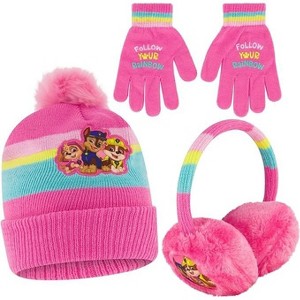 Paw Patrol Girls Winter Plush Earmuffs, Hats, and Gloves Set, Kids Ages 4-7 - 1 of 2